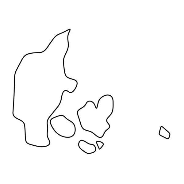 Tanska Yksinkertaistettu Kartta Ohut Musta Ääriviivat Yksinkertainen Vektorikuvake — vektorikuva