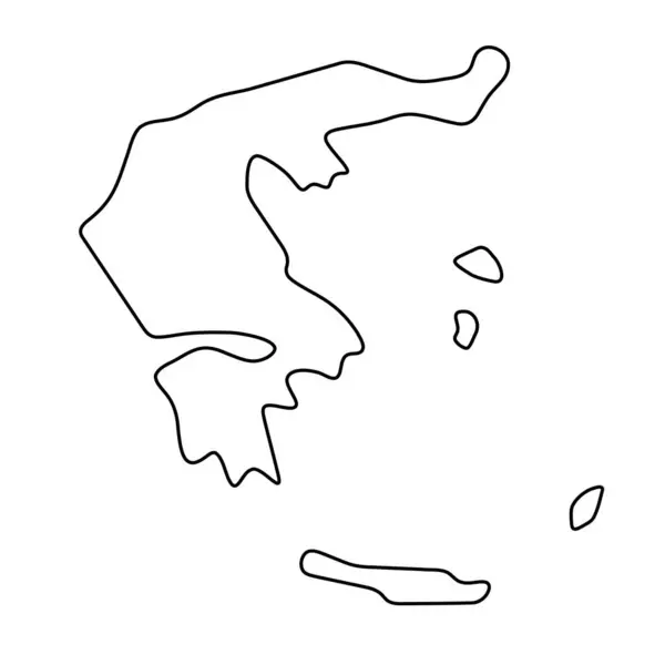 希腊国家简化地图 稀疏的黑色轮廓 简单的矢量图标 — 图库矢量图片