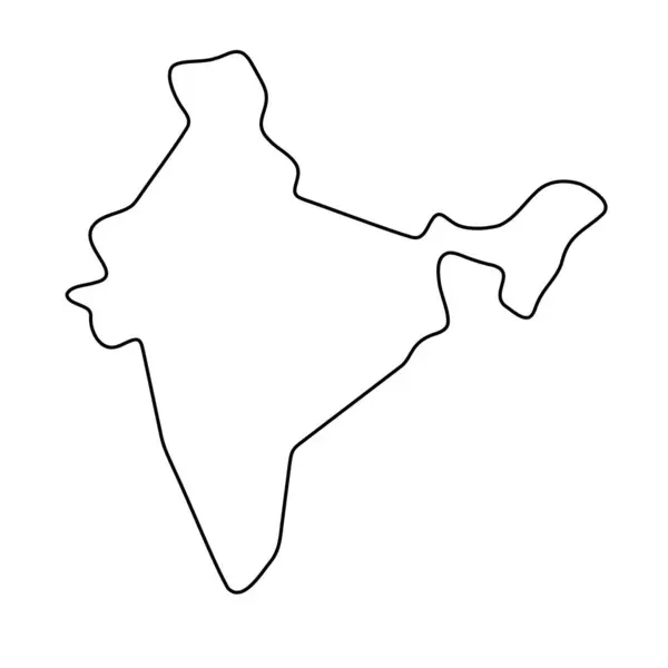 India Paese Mappa Semplificata Contorno Sottile Contorno Nero Icona Vettoriale — Vettoriale Stock
