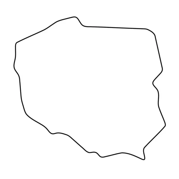 Polonia País Mapa Simplificado Contorno Delgada Contorno Negro Icono Vector — Vector de stock