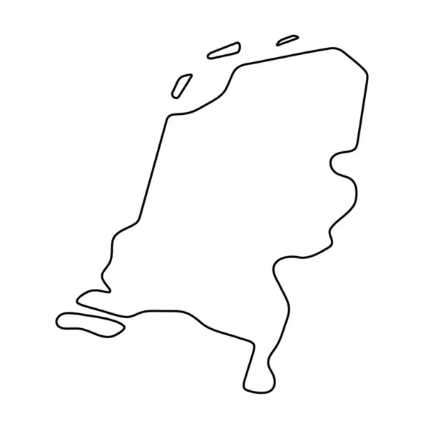 Alankomaat Yksinkertaistettu Kartta Ohut Musta Ääriviivat Yksinkertainen Vektorikuvake — vektorikuva