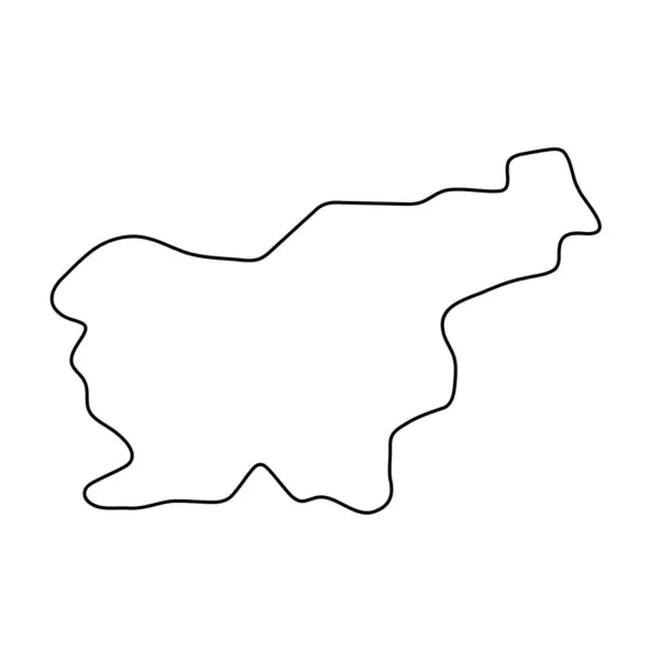 Szlovénia Ország Egyszerűsített Térkép Vékony Fekete Körvonalú Kontúr Egyszerű Vektor — Stock Vector