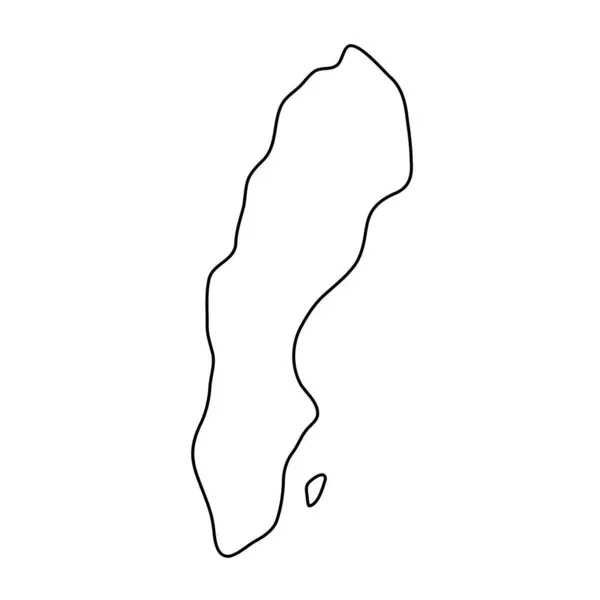 Suède Pays Carte Simplifiée Contour Mince Contour Noir Icône Vectorielle — Image vectorielle