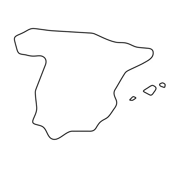 Espanja Yksinkertaistettu Kartta Ohut Musta Ääriviivat Yksinkertainen Vektorikuvake — vektorikuva