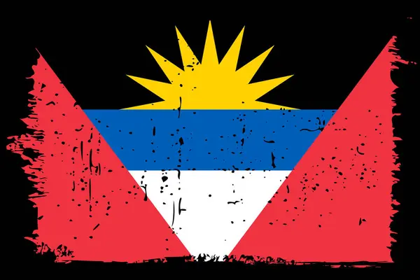 Bandera Antigua Barbuda Bandera Vectorial Con Efecto Arañazo Elegante Marco — Vector de stock