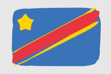 Democratic Republic of the Congo flag - painted design vector illustration. Vector brush style clipart