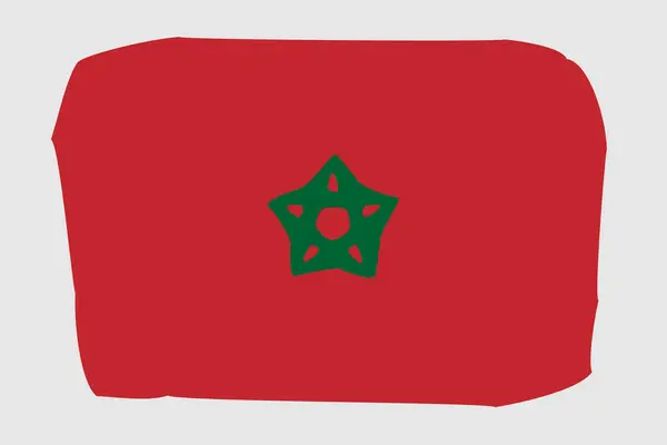 Bandera Marruecos Ilustración Vectorial Diseño Pintado Estilo Cepillo Vectorial — Vector de stock