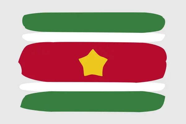 Surinaamse Vlag Geverfd Design Vector Illustratie Vector Borstel Stijl — Stockvector