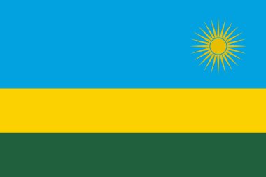 Rwanda vector flag in official colors and 3:2 aspect ratio. clipart