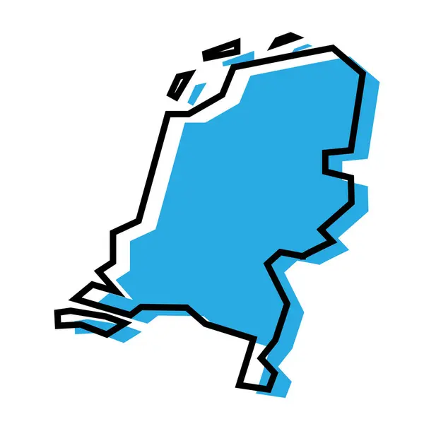 Hollanda Nın Basitleştirilmiş Haritası Beyaz Arka Planda Izole Edilmiş Koyu — Stok Vektör