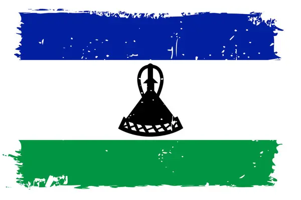 Bandera Lesotho Bandera Vectorial Con Efecto Arañazo Elegante Marco Grunge — Vector de stock