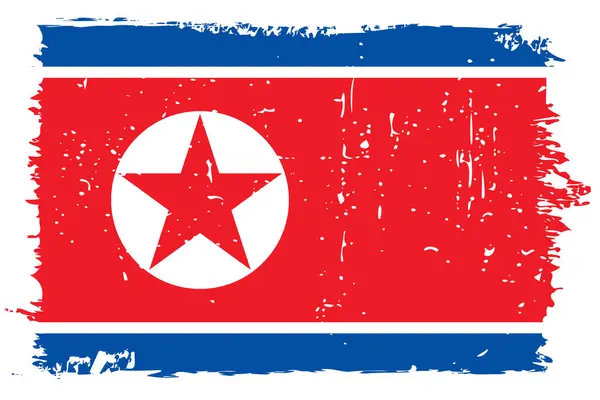North Korea Flag Vector Flag Stylish Scratch Effect White Grunge — Stock Vector