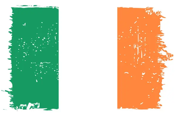 アイルランドの旗 スタイリッシュなスクラッチ効果とホワイトグラウンジフレームのベクターフラグ — ストックベクタ