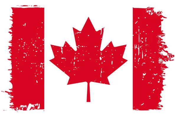 Kanada Bayrağı Şık Çizik Efektli Vektör Bayrağı Beyaz Grunge Çerçeve — Stok Vektör