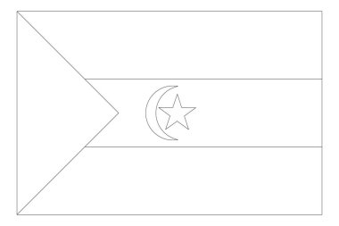 Sahrawi Arab Democratic Republic flag - thin black vector outline wireframe isolated on white background. Ready for colouring. clipart