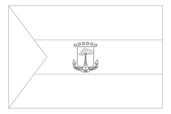Bandera Guinea Ecuatorial Delgada Trama Vectores Negros Aislada Sobre Fondo — Vector de stock