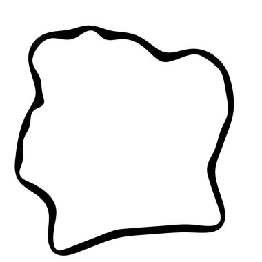 Ivory Coast country simplified map. Black ink smooth outline contour on white background. Simple vector icon clipart