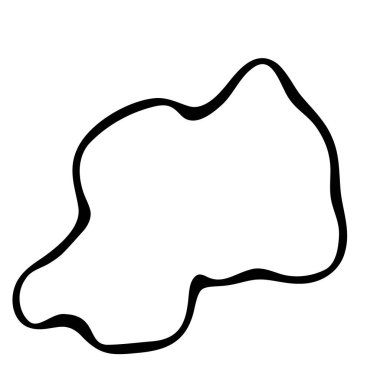 Rwanda country simplified map. Black ink smooth outline contour on white background. Simple vector icon clipart