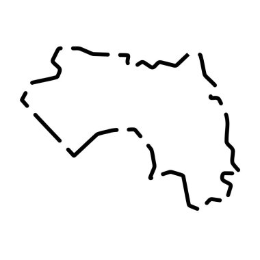 Guinea country simplified map. Black broken outline contour on white background. Simple vector icon clipart