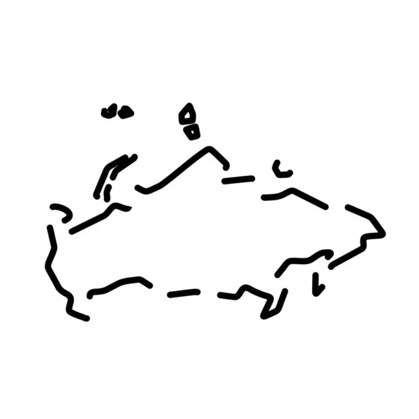 Venäjä Maa Yksinkertaistettu Kartta Musta Rikki Ääriviivat Valkoisella Taustalla Yksinkertainen — vektorikuva