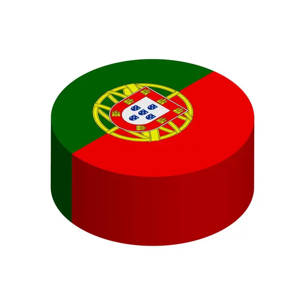 Флаг Португалии Трехмерный Изометрический Круг Выделенный Белом Фоне Векторный Объект — стоковый вектор