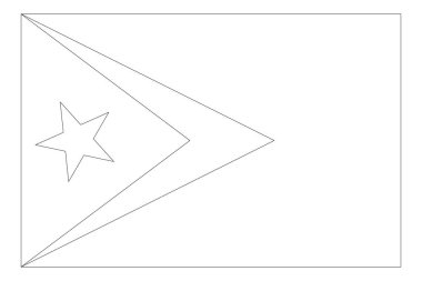 East Timor flag - thin black vector outline wireframe isolated on white background. Ready for colouring. clipart