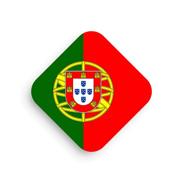 Флаг Португалии Иконка Форме Ромба Отброшенной Тенью Белом Фоне — стоковый вектор