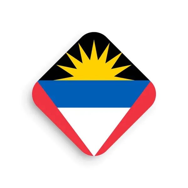 Bandera Antigua Barbuda Icono Forma Rombo Con Sombra Caída Aislada — Vector de stock