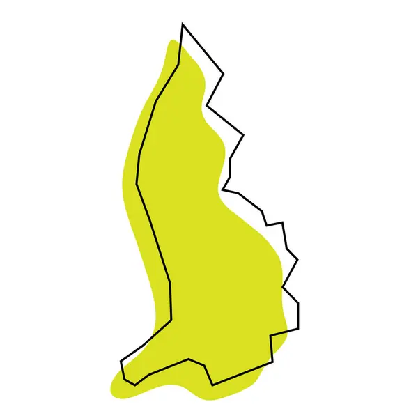 Mapa Simplificado Liechtenstein Silueta Verde Con Contorno Negro Delgado Aislado — Vector de stock