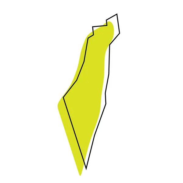 Israel País Mapa Simplificado Silueta Verde Con Contorno Negro Delgado — Vector de stock