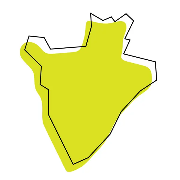 Burundi País Mapa Simplificado Silueta Verde Con Contorno Negro Delgado — Vector de stock
