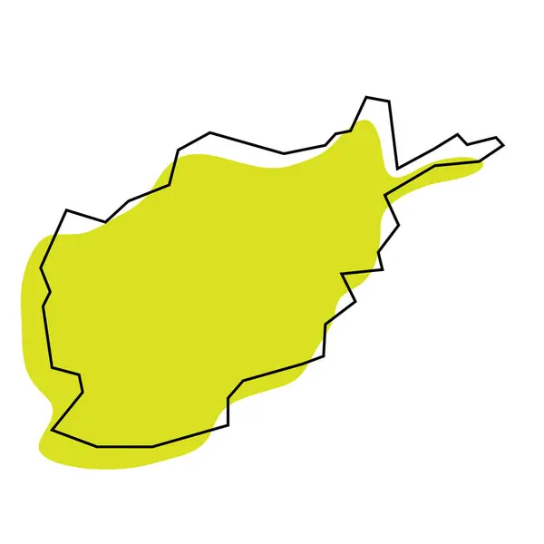 Afganistán País Mapa Simplificado Silueta Verde Con Contorno Negro Delgado — Vector de stock