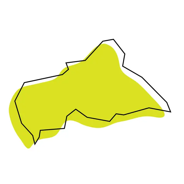 República Centroafricana País Mapa Simplificado Silueta Verde Con Contorno Negro — Vector de stock