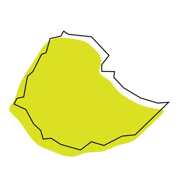 Etiopía País Mapa Simplificado Silueta Verde Con Contorno Negro Delgado — Vector de stock