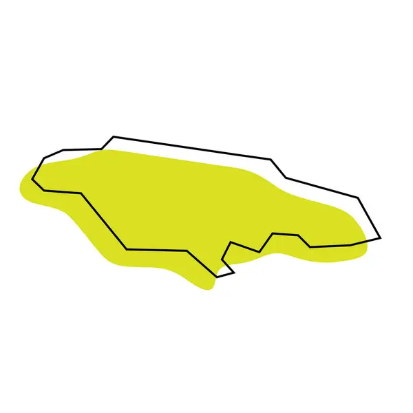 Jamaica País Mapa Simplificado Silueta Verde Con Contorno Negro Delgado — Vector de stock