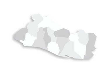 El Salvador political map of administrative divisions - departments. Grey blank flat vector map with dropped shadow. clipart