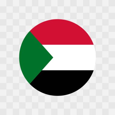 Sudan flag - circle vector flag isolated on checkerboard transparent background clipart