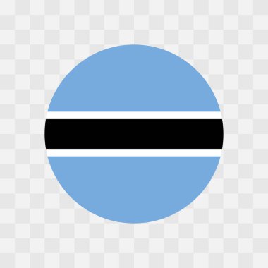 Botswana flag - circle vector flag isolated on checkerboard transparent background clipart