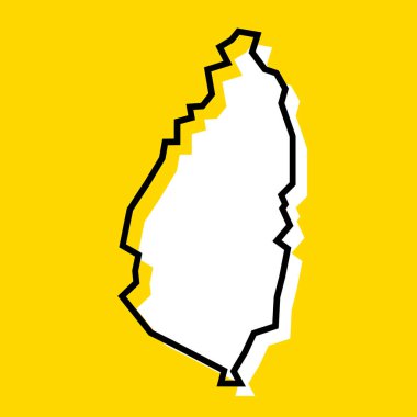 Saint Lucia country simplified map. White silhouette with thick black contour on yellow background. Simple vector icon clipart