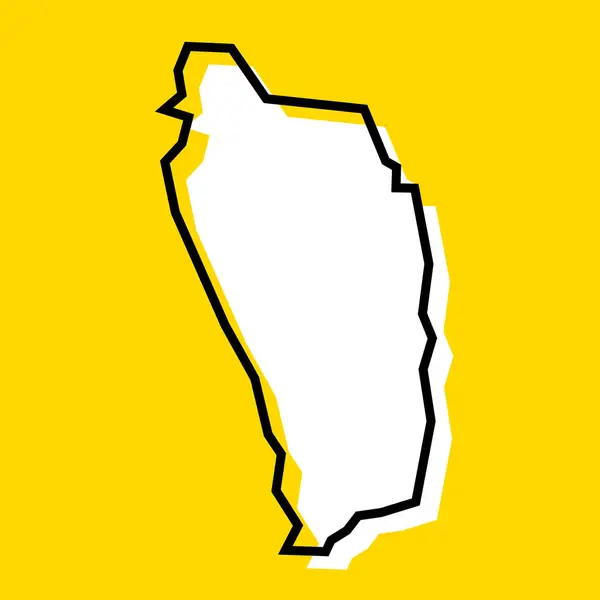 Dominica Maa Yksinkertaistettu Kartta Valkoinen Siluetti Paksu Musta Ääriviivat Keltaisella — vektorikuva