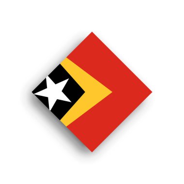 East Timor flag - rhombus shape icon with dropped shadow isolated on white background clipart