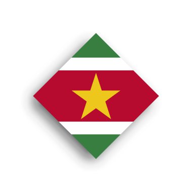 Suriname flag - rhombus shape icon with dropped shadow isolated on white background clipart