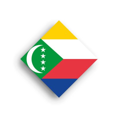Comoros flag - rhombus shape icon with dropped shadow isolated on white background clipart