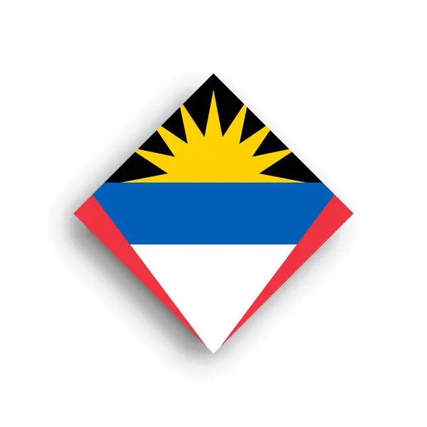 Bandera Antigua Barbuda Icono Forma Rombo Con Sombra Caída Aislada — Vector de stock