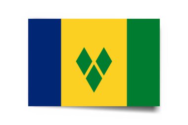 Saint Vincent and the Grenadines flag - rectangle card with dropped shadow isolated on white background. clipart
