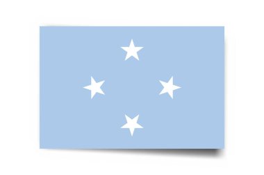 Federated States of Micronesia flag - rectangle card with dropped shadow isolated on white background. clipart