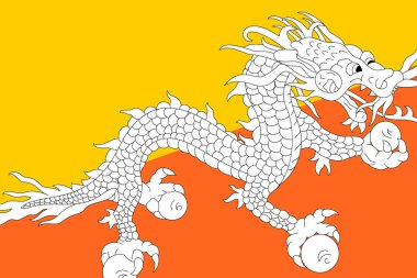 Bhutan flag - rectangular cutout of rotated vector flag. clipart