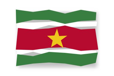 Suriname flag  - stylish flag mosaic of colorful papercuts. Vector illustration with dropped shadow isolated on white background clipart