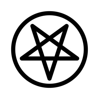 Inverted pentagram circumscribed by a circle. Five-pointed star sign. Magical symbol of Satanism. Simple flat black illustration. clipart