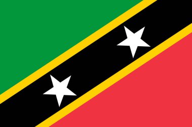 Saint Kitts and Nevis flag in official colors, dimensions and aspect ratio. Vector flag symbolizing national pride, identity, heritage, patriotism and authority clipart